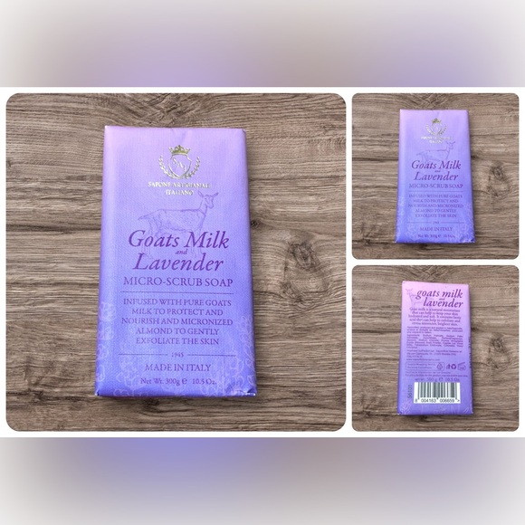 Sapone Artigianale Italiano Goats Milk & Lavender Micro-Scrub Soap New 10.5 oz - Picture 1 of 4